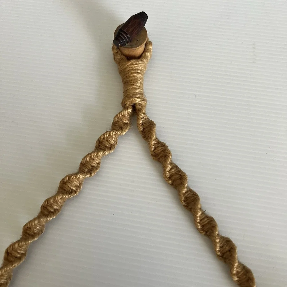1970s Jute Macrame Wall Hanging Rustic Branch Boho  Handmade 42